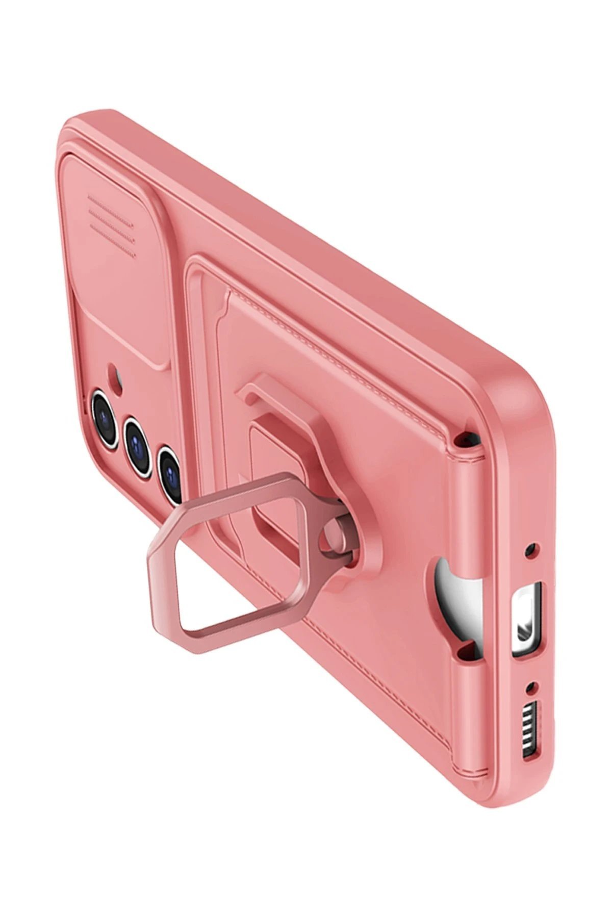 Samsung Galaxy A14 4G Kılıf Zuma Kartvizitli Yüzüklü Silikon - Pembe-(5796) - Görsel 3