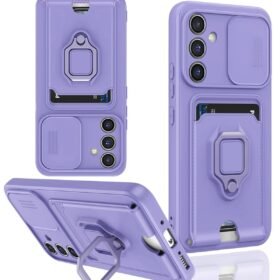 Samsung Galaxy A14 4G Kılıf Zuma Kartvizitli Yüzüklü Silikon - Lila-(5796)