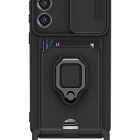 Samsung Galaxy S23 Plus Kılıf Zuma Kartvizitli Yüzüklü Silikon - Siyah-(5796)