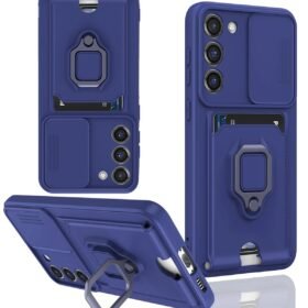 Samsung Galaxy S23 Plus Kılıf Zuma Kartvizitli Yüzüklü Silikon - Lacivert-(5796)
