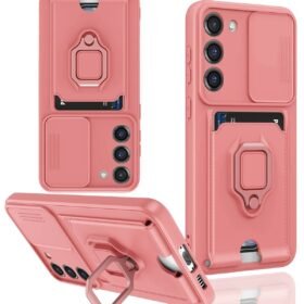 Samsung Galaxy S23 Plus Kılıf Zuma Kartvizitli Yüzüklü Silikon - Pembe-(5796)