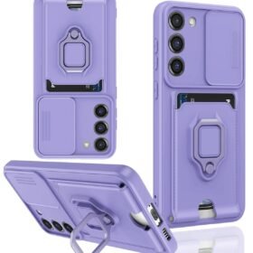 Samsung Galaxy S23 Plus Kılıf Zuma Kartvizitli Yüzüklü Silikon - Lila-(5796)