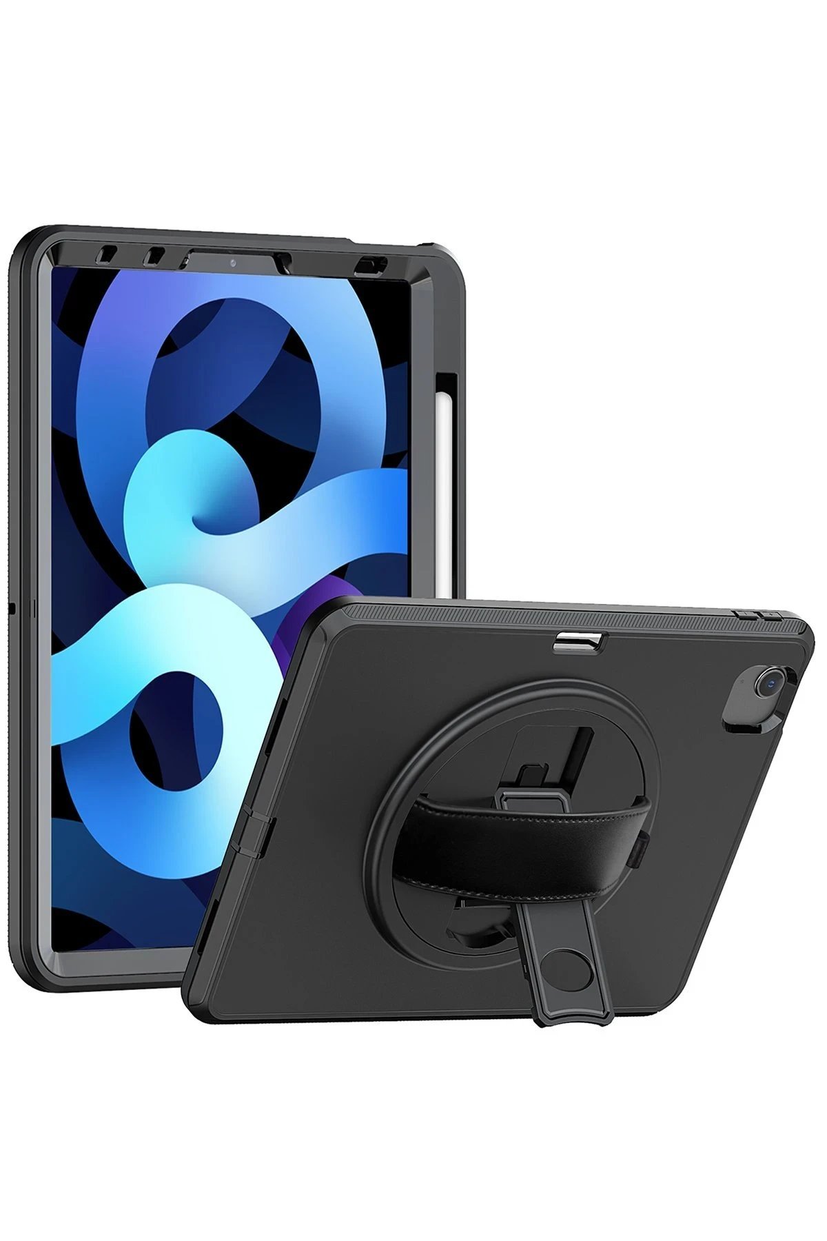 iPad 2022 10.9 (10.nesil) Kılıf Hand Strap Tablet Kılıfı - Siyah-(5796)