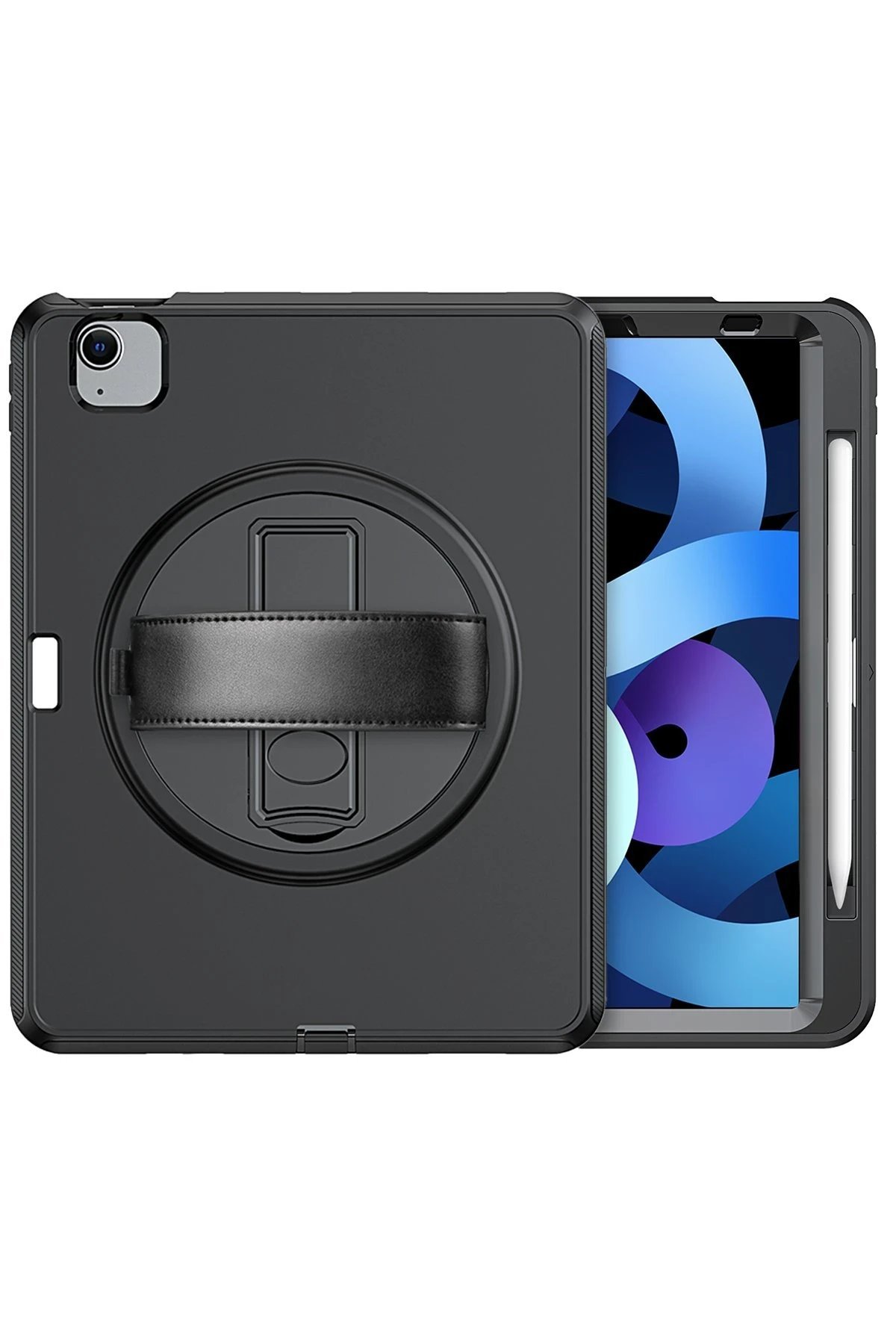 iPad 2022 10.9 (10.nesil) Kılıf Hand Strap Tablet Kılıfı - Siyah-(5796) - Görsel 3