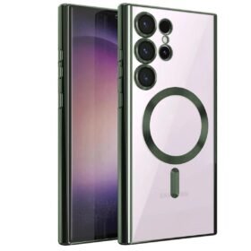 Samsung Galaxy S22 Ultra Kılıf Kross Magneticsafe Kapak - Koyu Yeşil-(5796)