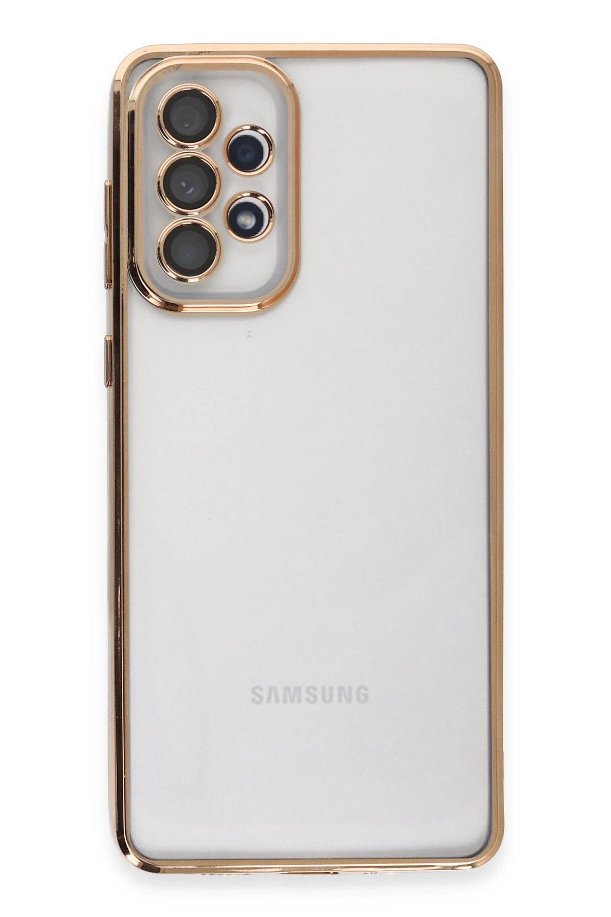 Samsung Galaxy A73 5G Kılıf Lensli Silikon - Gold-(5796) - Görsel 2