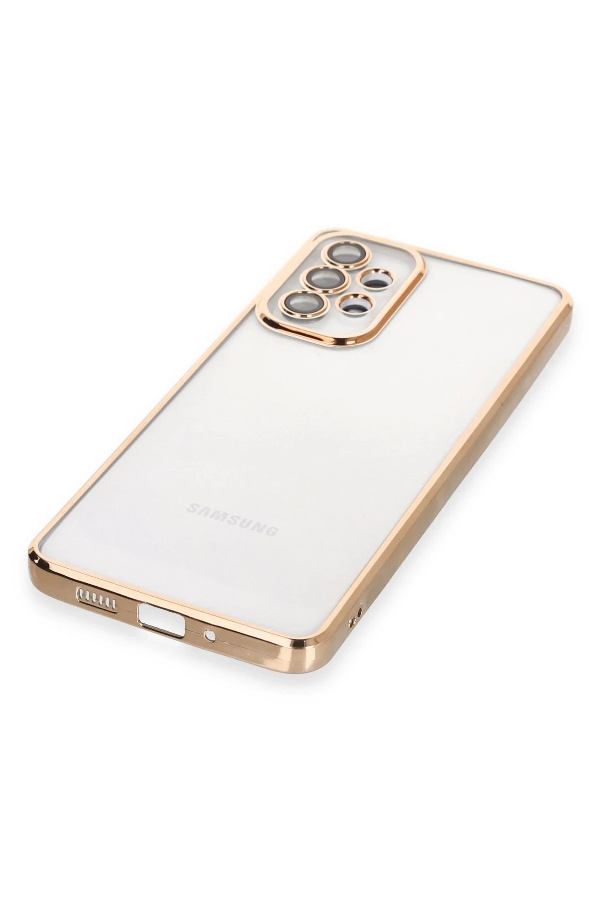 Samsung Galaxy A73 5G Kılıf Lensli Silikon - Gold-(5796) - Görsel 4