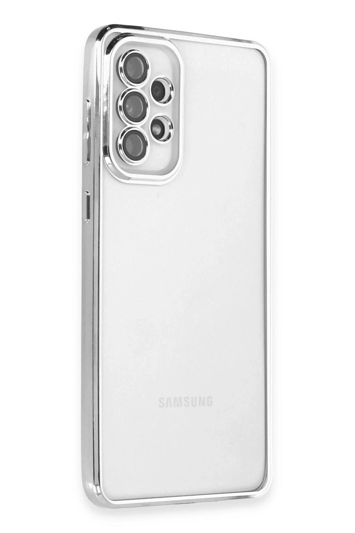 Samsung Galaxy A73 5G Kılıf Lensli Silikon - Gümüş-(5796)