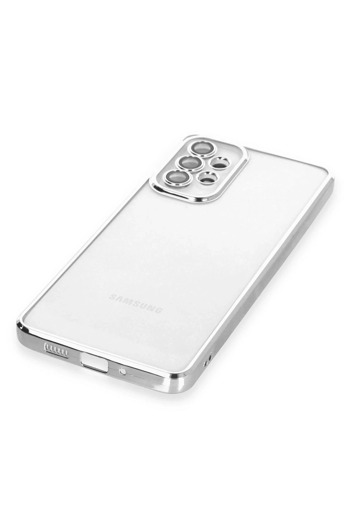 Samsung Galaxy A73 5G Kılıf Lensli Silikon - Gümüş-(5796) - Görsel 4