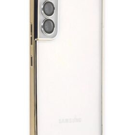 Samsung Galaxy S22 Kılıf Lensli Silikon - Gold-(5796)