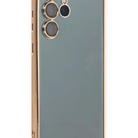 Samsung Galaxy S22 Ultra Kılıf Lensli Silikon - Gold-(5796)