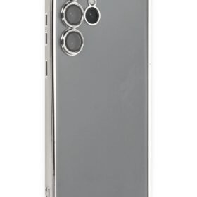 Samsung Galaxy S22 Ultra Kılıf Lensli Silikon - Gümüş-(5796)