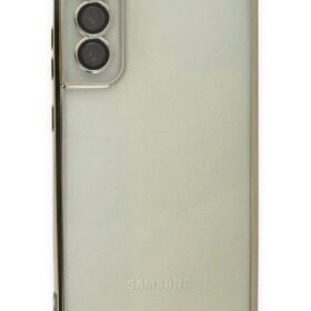 Samsung Galaxy S21 FE Kılıf Lensli Silikon - Gold-(5796)