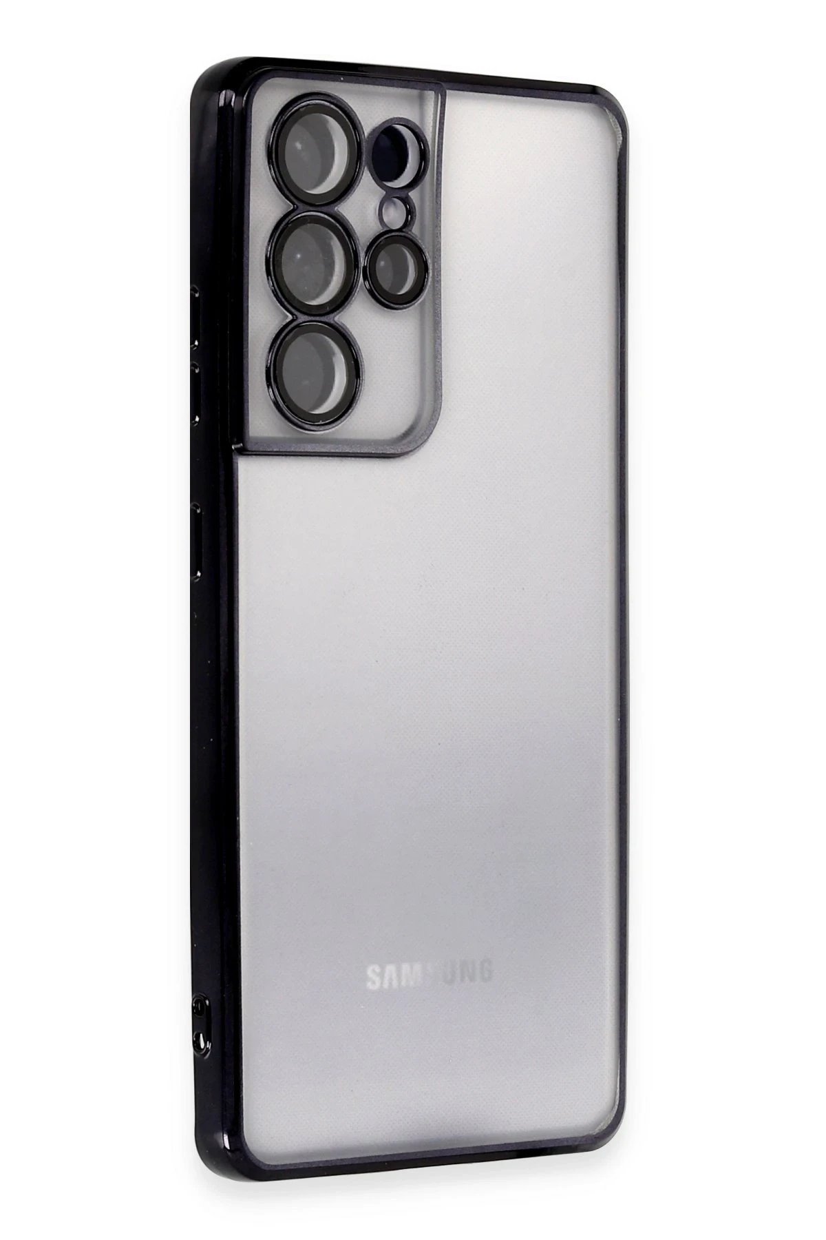 Samsung Galaxy S21 Ultra Kılıf Lensli Silikon - Siyah-(5796)