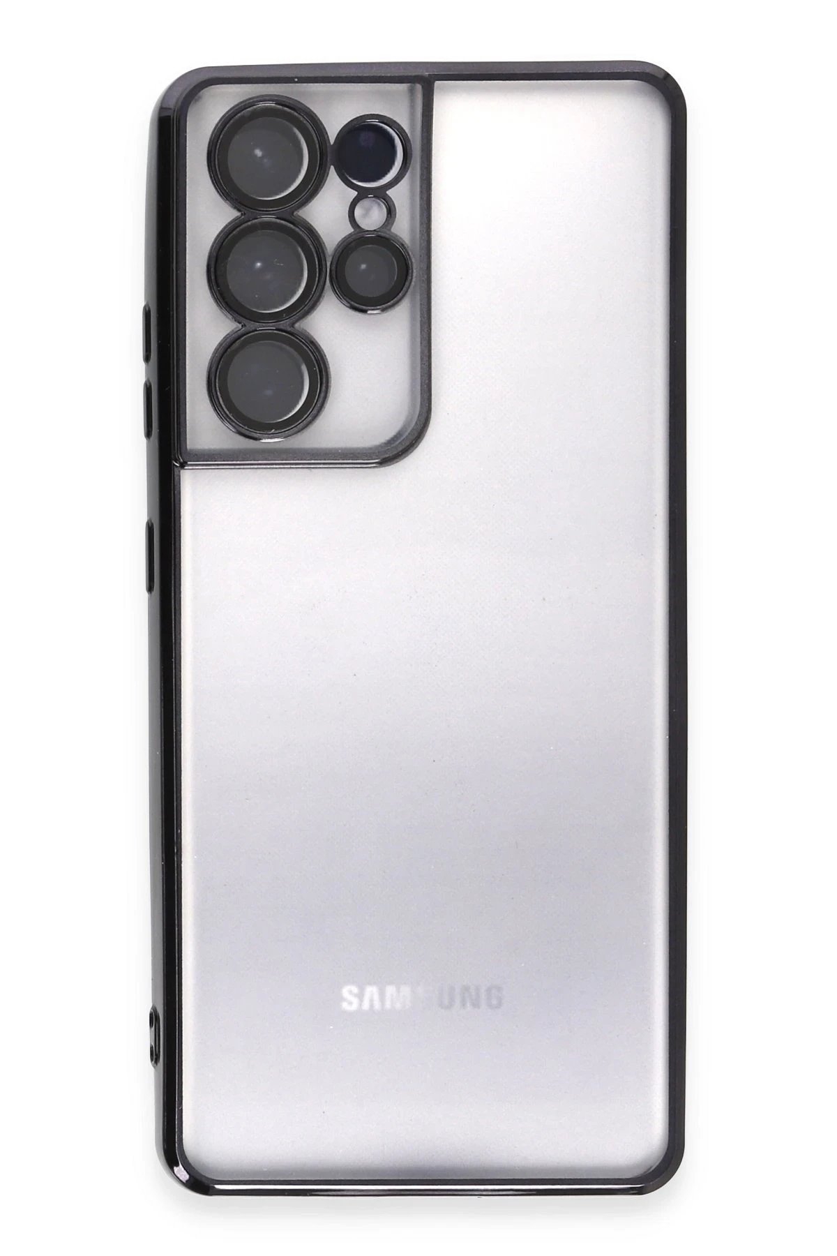 Samsung Galaxy S21 Ultra Kılıf Lensli Silikon - Siyah-(5796) - Görsel 2