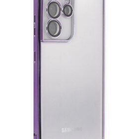 Samsung Galaxy S21 Ultra Kılıf Lensli Silikon - Mor-(5796)
