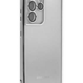 Samsung Galaxy S21 Ultra Kılıf Lensli Silikon - Gümüş-(5796)