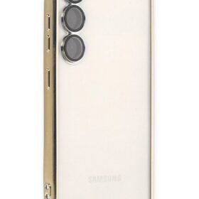 Samsung Galaxy S23 Plus Kılıf Lensli Silikon - Gold-(5796)