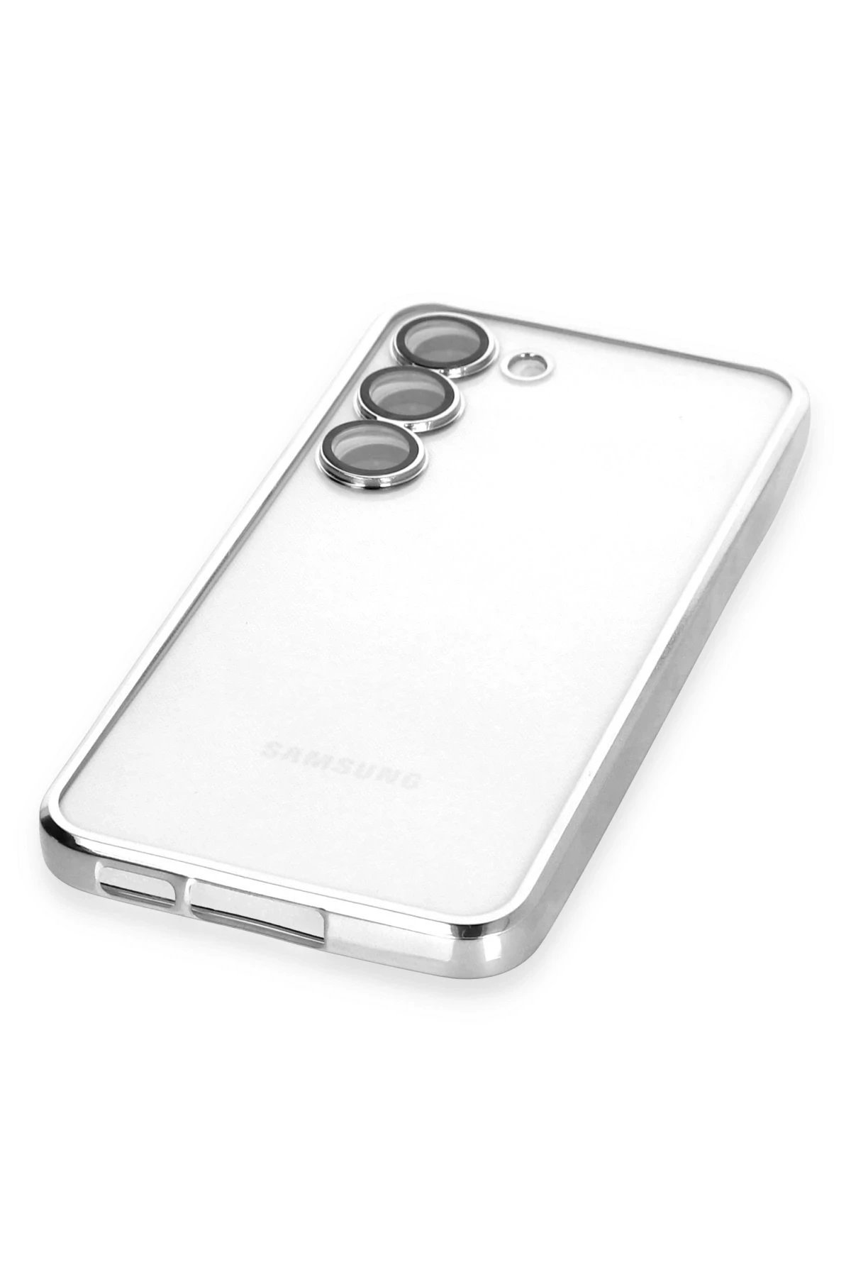 Samsung Galaxy S23 Plus Kılıf Lensli Silikon - Gümüş-(5796) - Görsel 4