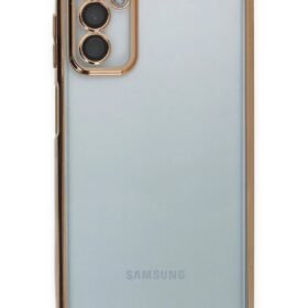 Samsung Galaxy M23 Kılıf Lensli Silikon - Gold-(5796)