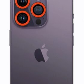 iPhone 12 Pro Neon Fosforlu Kamera Lens - Turuncu-(5796)