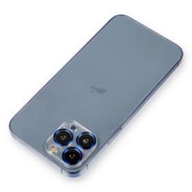 iPhone 12 Pro Metal Kamera Lens Koruma Cam - Mavi-(5796)