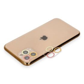 iPhone 11 Pro Renkli Kamera Lens Koruma Cam - Turuncu-Kırmızı-(5796)