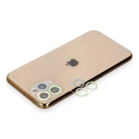 iPhone 11 Pro Renkli Kamera Lens Koruma Cam - Yeşil-Sarı-(5796)