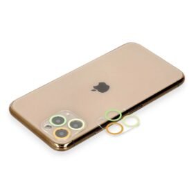 iPhone 11 Pro Renkli Kamera Lens Koruma Cam - Pembe-Mavi-(5796)