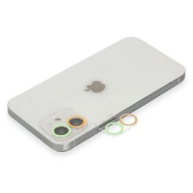 iPhone 12 Renkli Kamera Lens Koruma Cam - Turuncu-Yeşil-(5796)