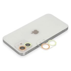 iPhone 12 Mini Renkli Kamera Lens Koruma Cam - Sarı-Turuncu-(5796)