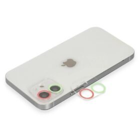 iPhone 12 Mini Renkli Kamera Lens Koruma Cam - Yeşil-Pembe-(5796)
