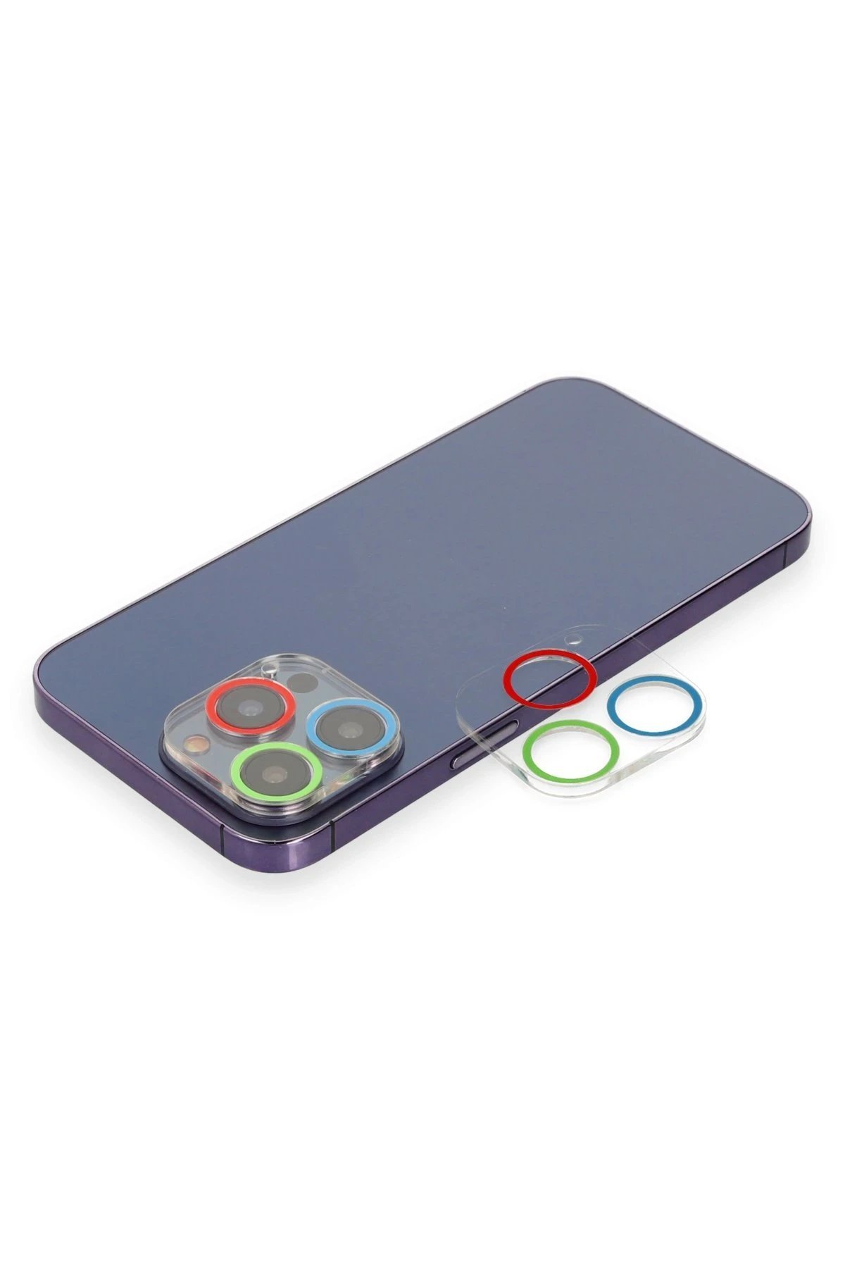 iPhone 12 Pro Renkli Kamera Lens Koruma Cam - Mavi-Yeşil-(5796)