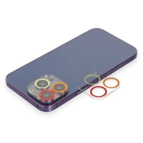 iPhone 12 Pro Max Renkli Kamera Lens Koruma Cam - Turuncu-Kırmızı-(5796)