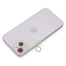 iPhone 13 Renkli Kamera Lens Koruma Cam - Yeşil-Pembe-(5796)
