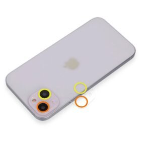 iPhone 13 Mini Renkli Kamera Lens Koruma Cam - Sarı-Turuncu-(5796)
