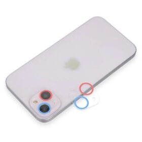iPhone 13 Mini Renkli Kamera Lens Koruma Cam - Pembe-Mavi-(5796)