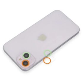 iPhone 13 Mini Renkli Kamera Lens Koruma Cam - Turuncu-Yeşil-(5796)