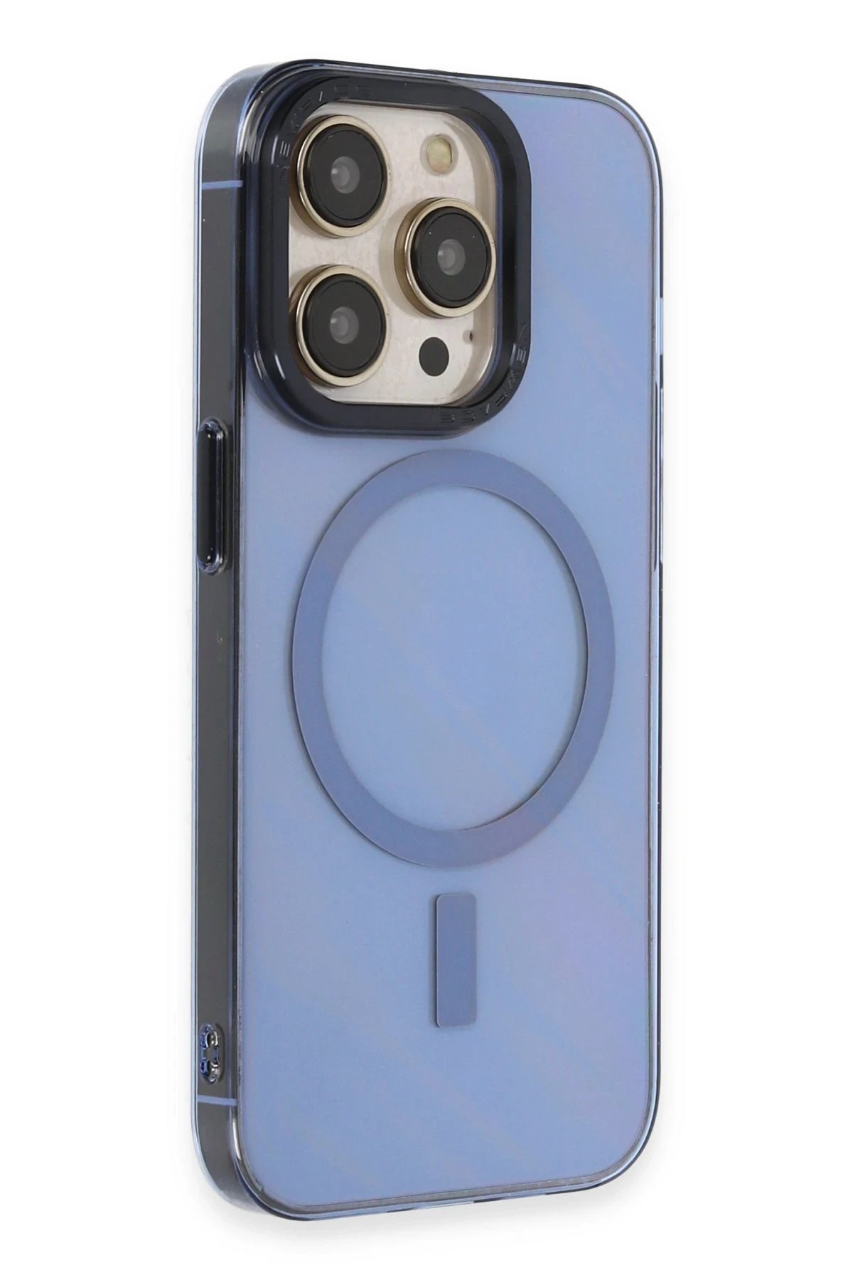 iPhone 14 Pro Kılıf Anka PC Magneticsafe Sert Metal Kapak - Sierra Blue-(5796)