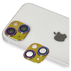 iPhone 13 Pers Alüminyum Kamera Lens - Rainbow-(5796)