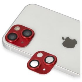 iPhone 13 Pers Alüminyum Kamera Lens - Kırmızı-(5796)