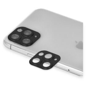iPhone 11 Pro Max Pers Alüminyum Kamera Lens - Siyah-(5796)
