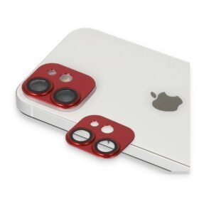 iPhone 11 Pers Alüminyum Kamera Lens - Kırmızı-(5796)