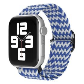 Apple Watch 38mm Star Kordon - Zigzag Beyaz-Mavi-(5796)
