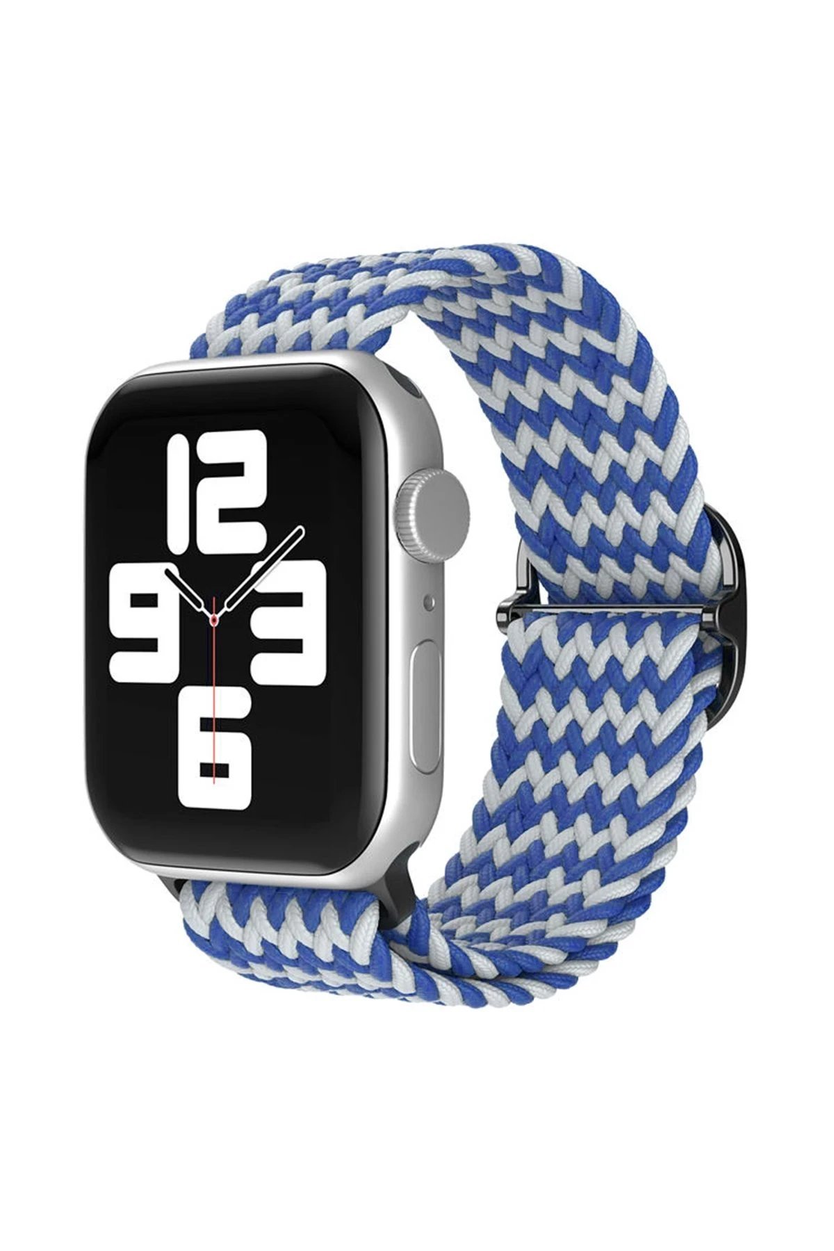 Apple Watch 38mm Star Kordon - Zigzag Beyaz-Mavi-(5796)