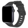 Apple Watch 38mm KR408 Çizgili Silikon Kordon - Koyu Gri-(5796)