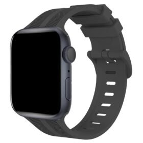 Apple Watch 38mm KR408 Çizgili Silikon Kordon - Koyu Gri-(5796)