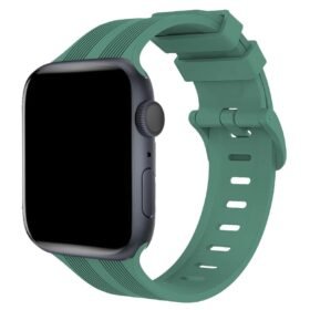 Apple Watch 38mm KR408 Çizgili Silikon Kordon - Yeşil-(5796)