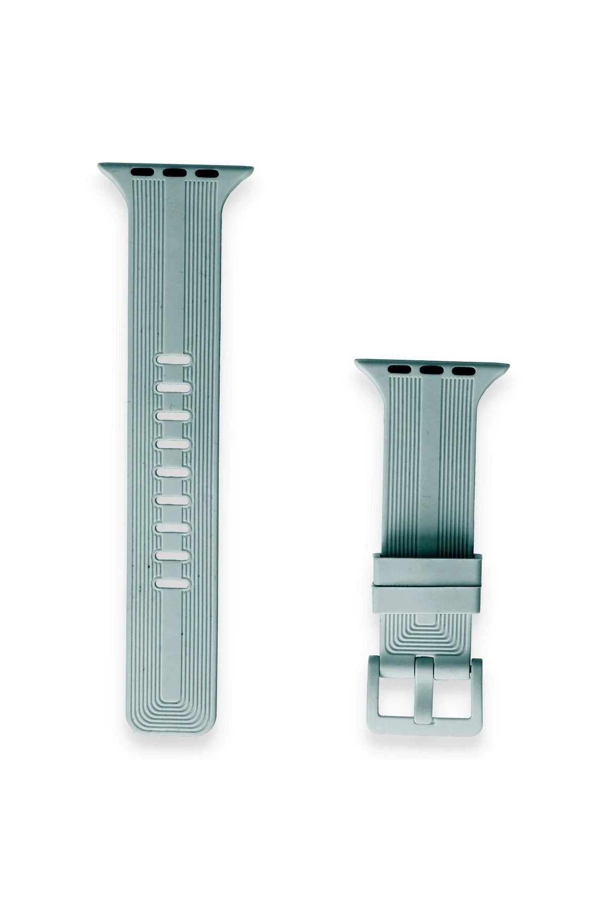 Apple Watch 38mm KR408 Çizgili Silikon Kordon - Yeşil-(5796) - Görsel 2