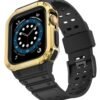 Apple Watch 42mm KR401 Silikon Kordon - Siyah-Gold-(5796)